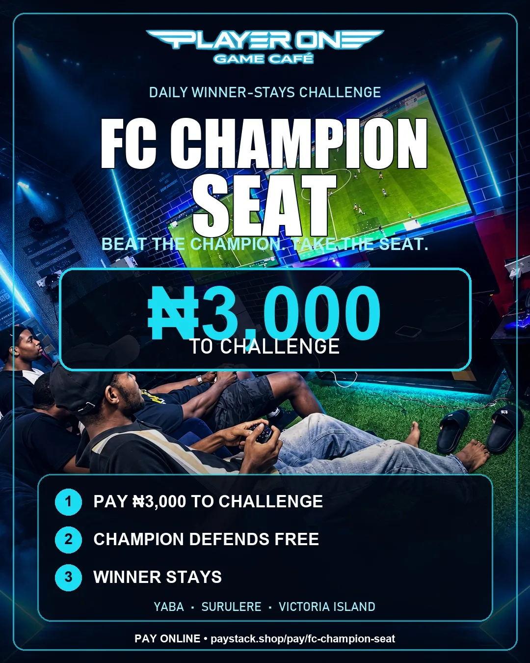 FC Champion Seat — Player One Game Cafe (Daily)