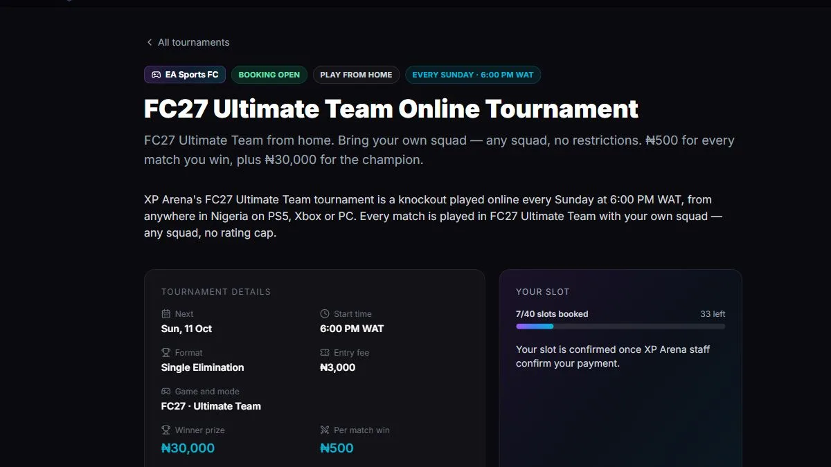 XP Arena FC27 Ultimate Team Online — 11 October 2026